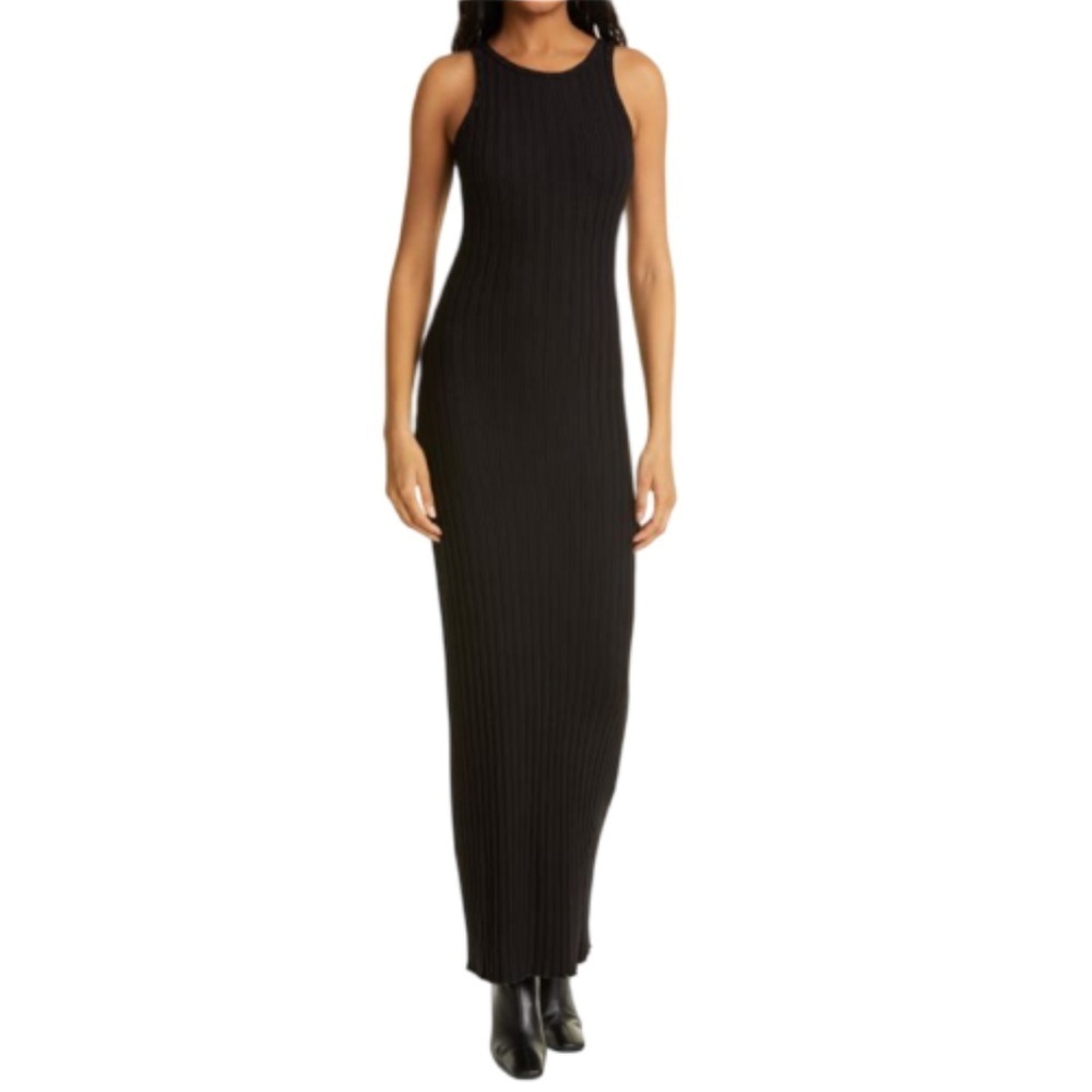 SIMON MILLER BLACK RIB MAXI DRESS- M